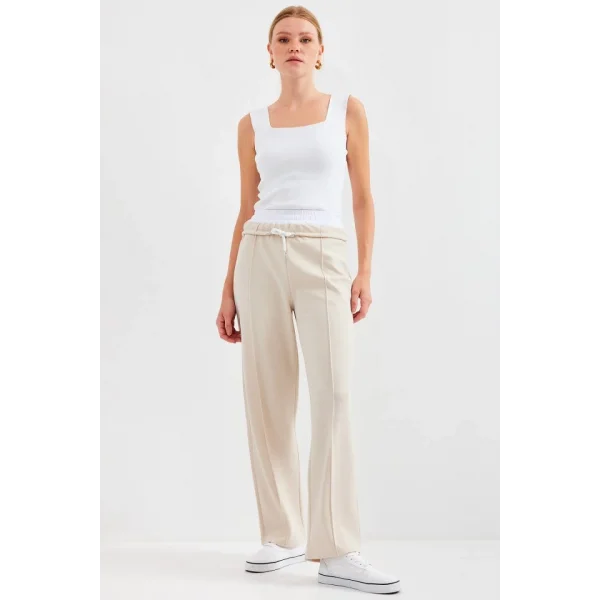 6662 Çımalı Pantolon  Krem