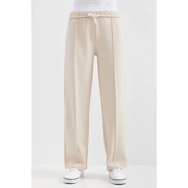 6662 Çımalı Pantolon  Krem