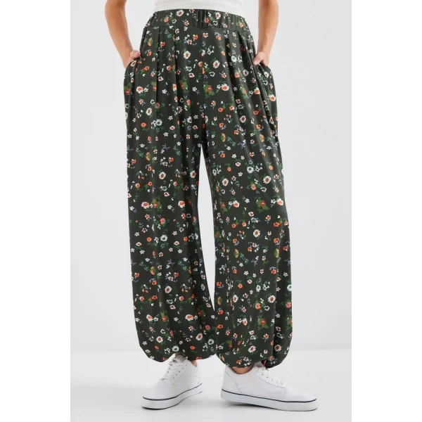 6665 Desenli Şalvar Pantolon  Haki