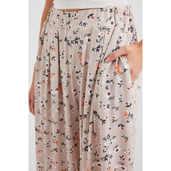 6665 Desenli Şalvar Pantolon  Krem