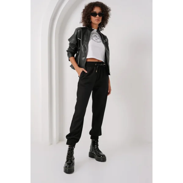 6674 Paçası Lastikli Eşofman Altı - Siyah