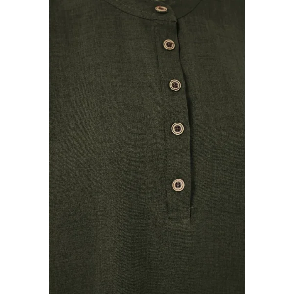 6678 Keten Tunik Pantolon İkili Takım - Haki