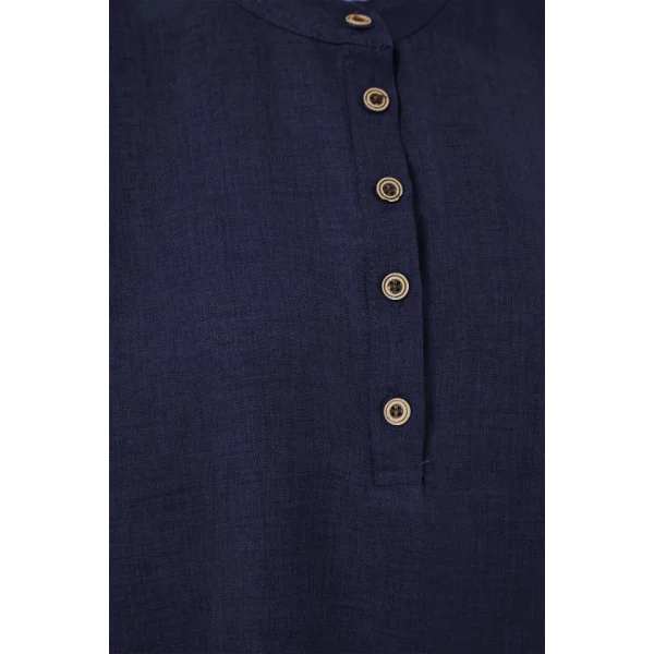 6678 Keten Tunik Pantolon İkili Takım - Lacivert