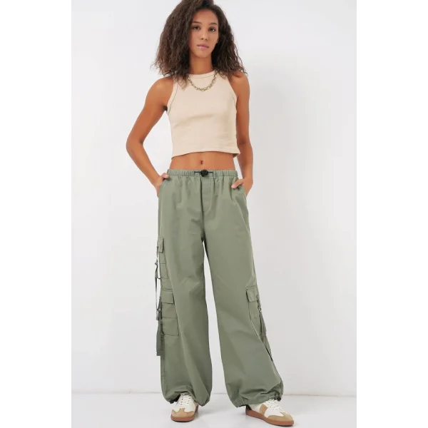 6691 Geniş Paça Kargo Pantolon  Çağla