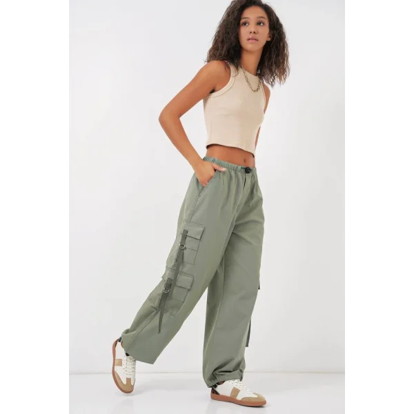 6691 Geniş Paça Kargo Pantolon  Çağla