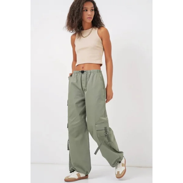 6691 Geniş Paça Kargo Pantolon  Çağla