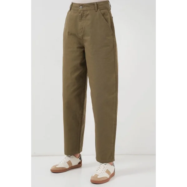 6703 Yüksek Bel Kot Pantolon  Haki