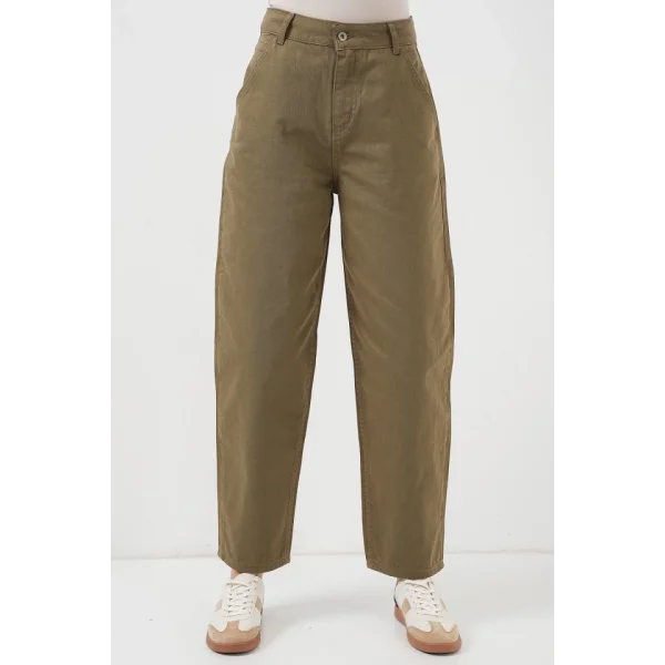6703 Yüksek Bel Kot Pantolon  Haki