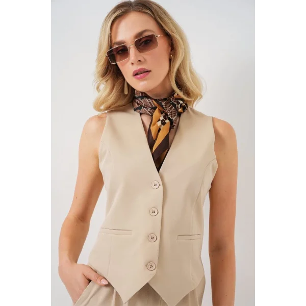 6709 Yelek Pantolon İkili Takım - Bej