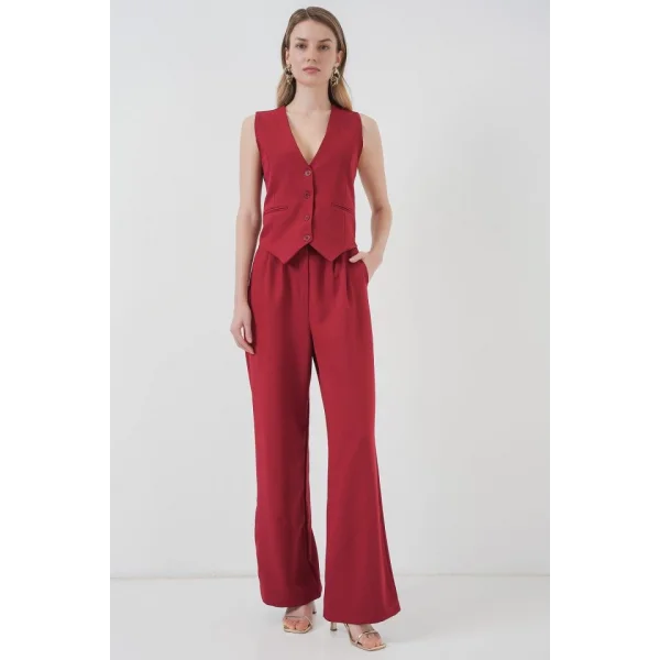 6709 Yelek Pantolon İkili Takım - Bordo