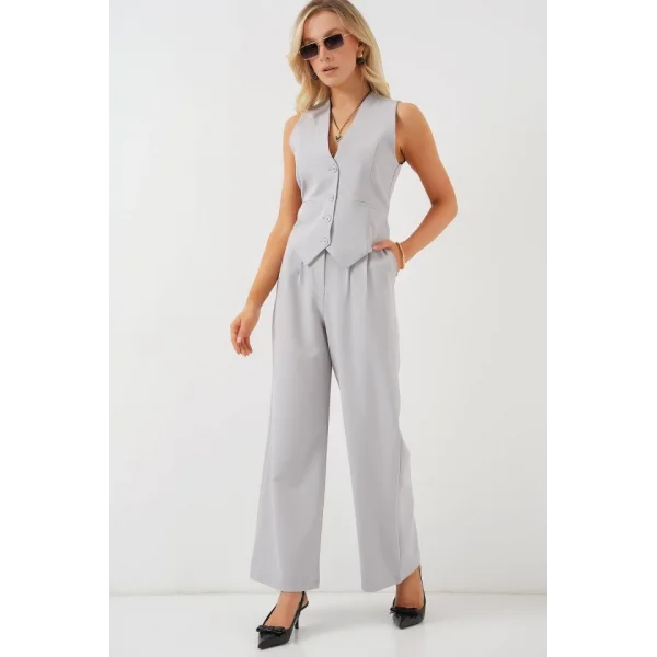 6709 Yelek Pantolon İkili Takım - Gri