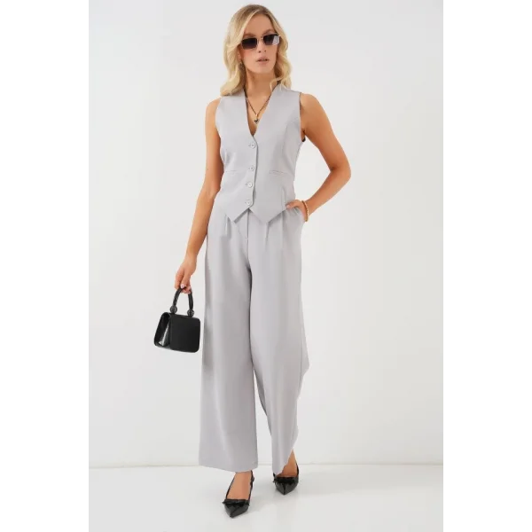 6709 Yelek Pantolon İkili Takım - Gri