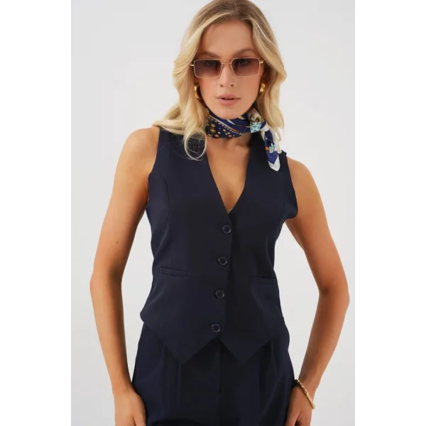 6709 Yelek Pantolon İkili Takım - Lacivert