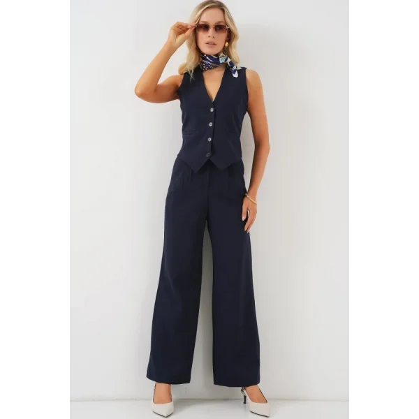 6709 Yelek Pantolon İkili Takım - Lacivert