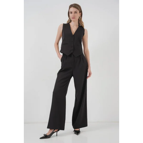 6709 Yelek Pantolon İkili Takım - Siyah