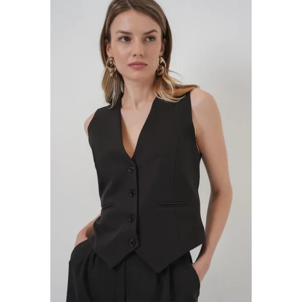 6709 Yelek Pantolon İkili Takım - Siyah