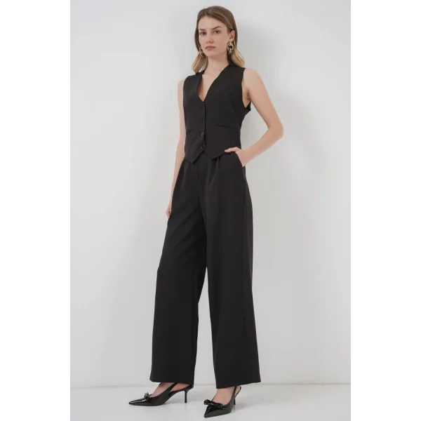 6709 Yelek Pantolon İkili Takım - Siyah