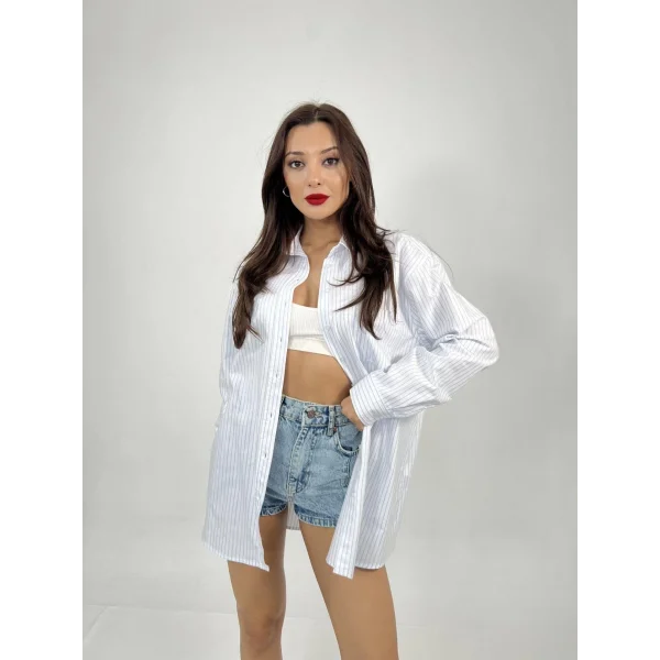 6748 GÖMLEKMAVİ ÇİZGİLİ