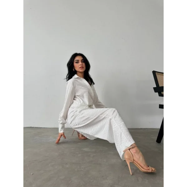 Gömlek Pantolon Saten İkili Takım