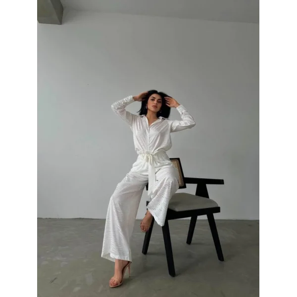 Gömlek Pantolon Saten İkili Takım