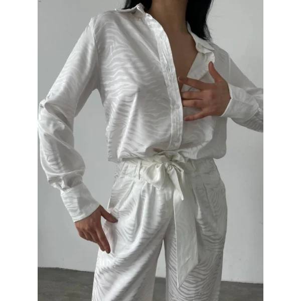 Gömlek Pantolon Saten İkili Takım