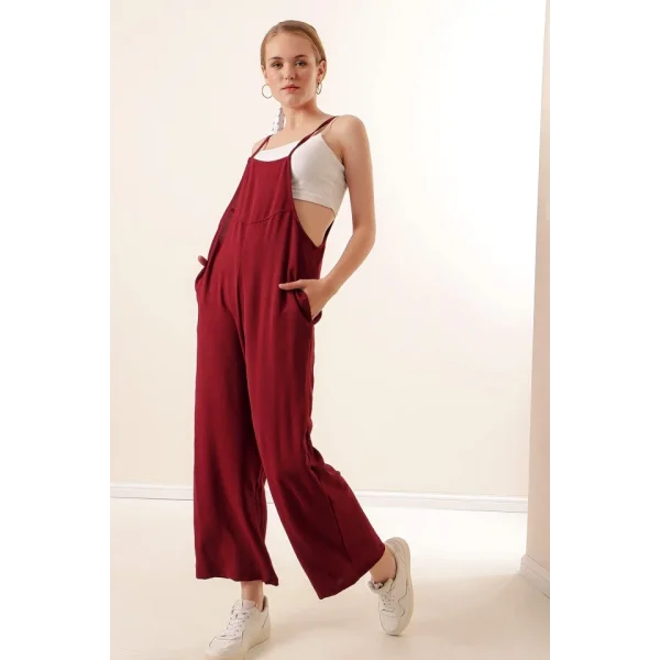 7019 Askılı Bahçivan Tulum  Bordo