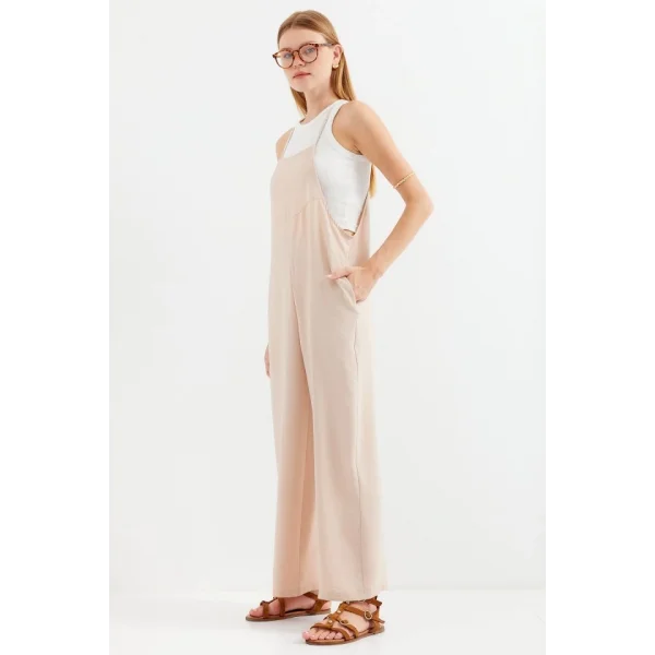 7019 Askılı Bahçivan Tulum  Krem