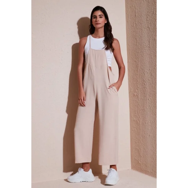 7019 Askılı Bahçivan Tulum  Krem