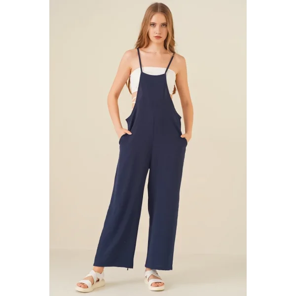 7019 Askılı Bahçivan Tulum  Lacivert