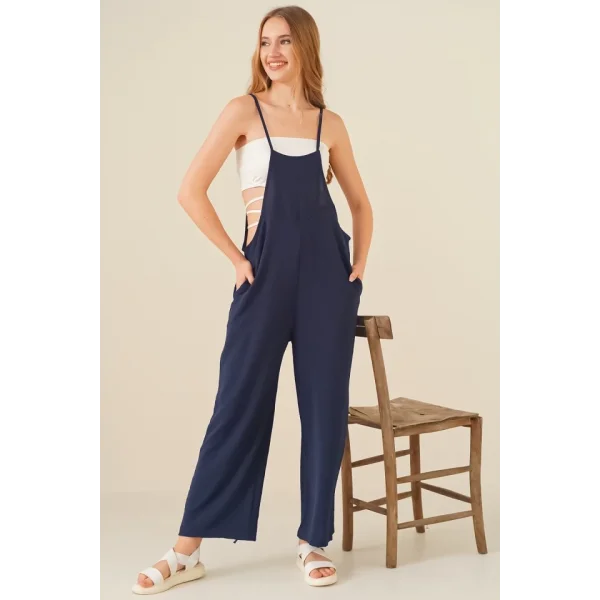 7019 Askılı Bahçivan Tulum  Lacivert