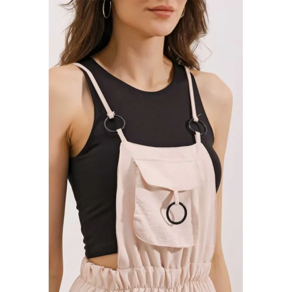 7023 Askılı Bahçıvan Tulum  Bej