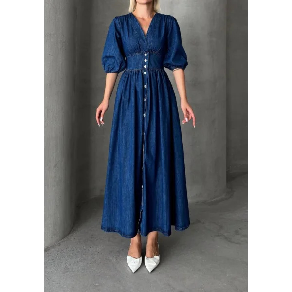 7037 KOT ELBİSE-MAVİ