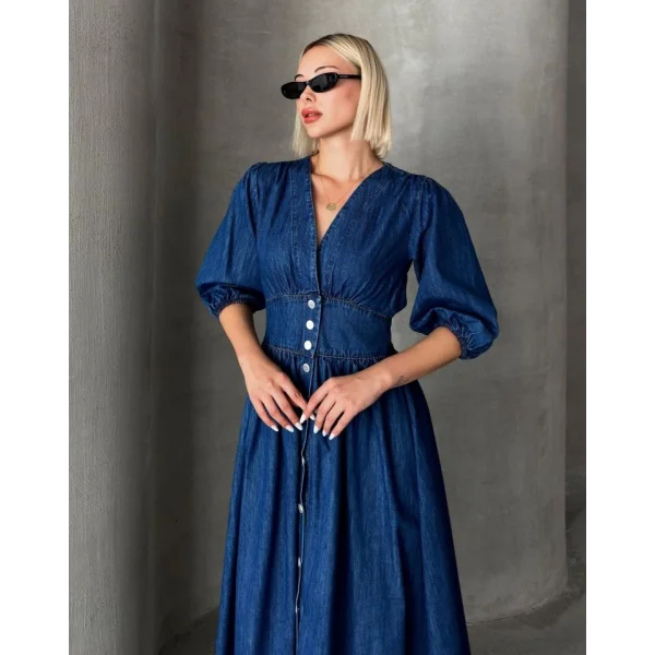 7037 KOT ELBİSE-MAVİ