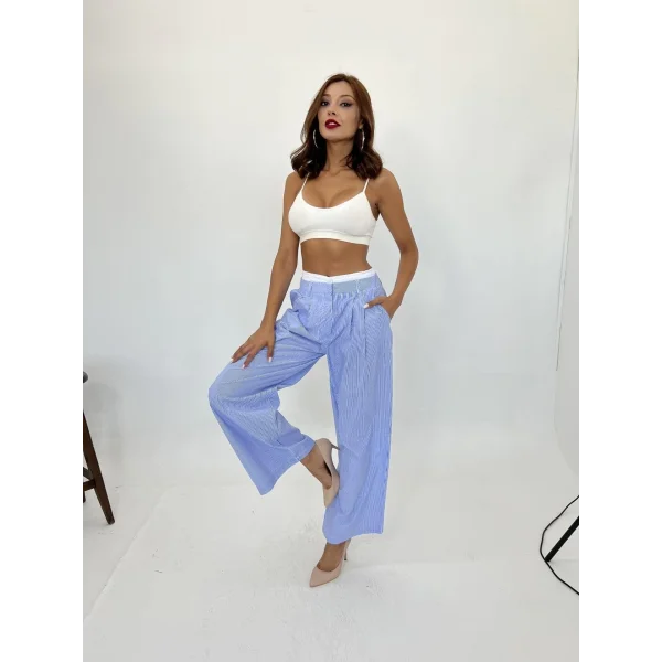 7109 PANTOONAVİ BEYAZ ÇİZGİİ