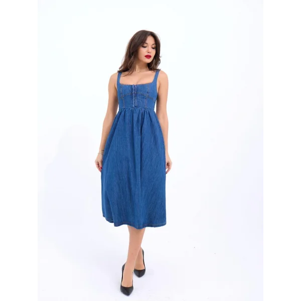 7143 KOT ELBİSE-MAVİ