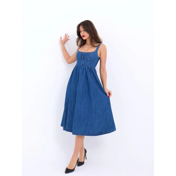 7143 KOT ELBİSE-MAVİ