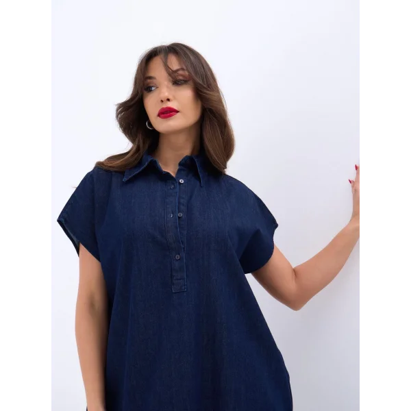 7348 KOT ELBİSE-MAVİ