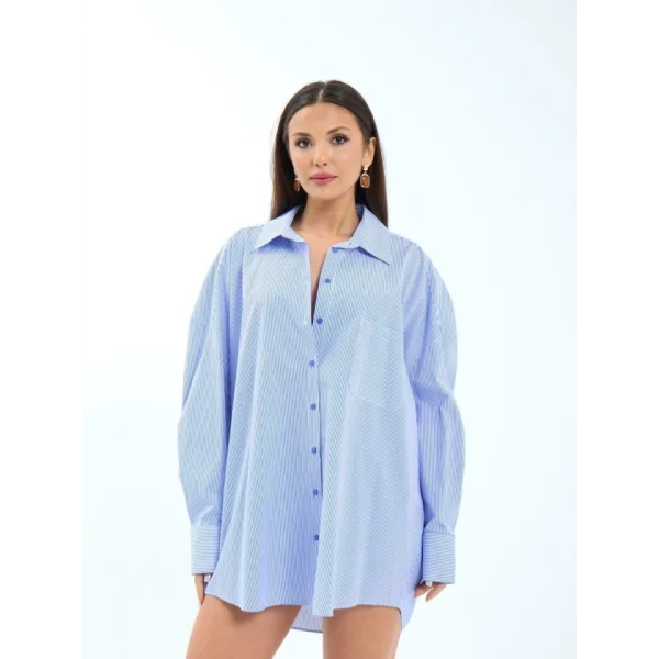 7388 GÖMLEK-MAVİ BEYAZ ÇİZGİLİ