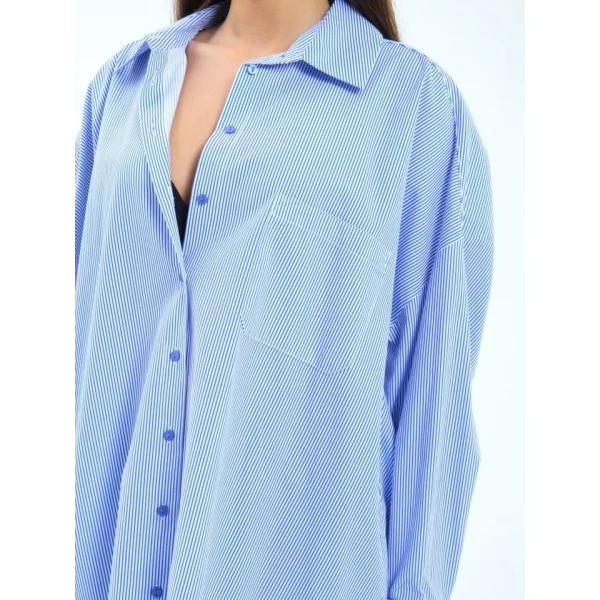 7388 GÖMLEK-MAVİ BEYAZ ÇİZGİLİ