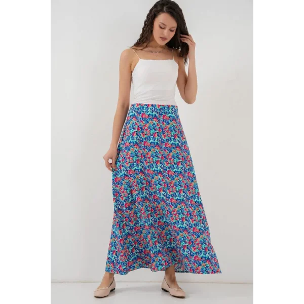 8003 Desenli Viskon Etek  Çok Renkli
