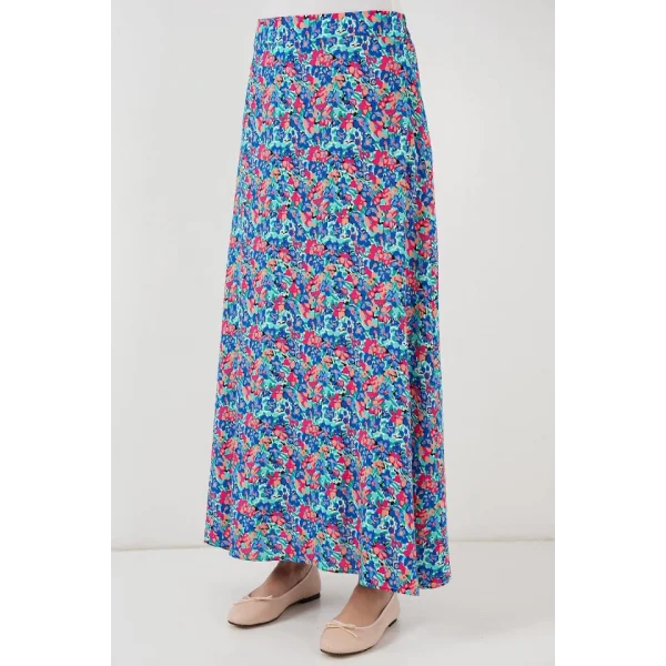 8003 Desenli Viskon Etek  Çok Renkli