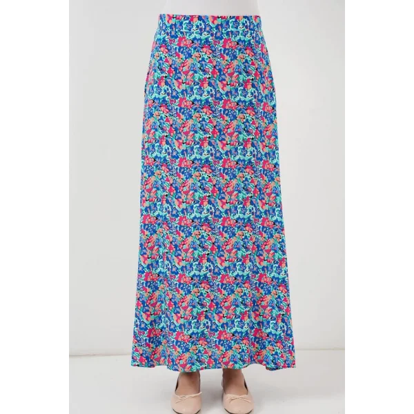 8003 Desenli Viskon Etek  Çok Renkli