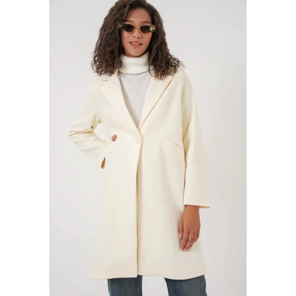 9085 Kaşe Kaban  Krem