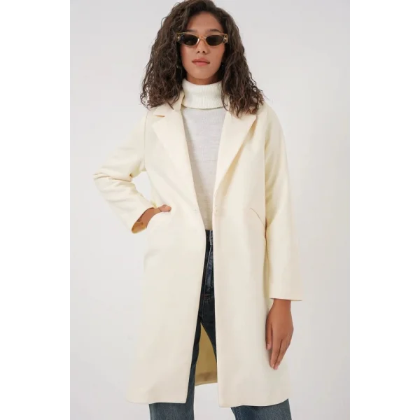 9085 Kaşe Kaban  Krem