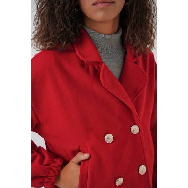 9117 Kruvaze Yaka Crop Ceket  Kırmızı