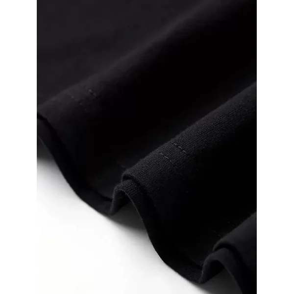 AICG Ön Arka Baskılı Bisiklet Yaka Kadın Oversize Bisiklet Yaka T-shirt - Siyah