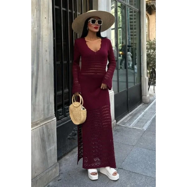 Ajur Detaylı İspanyol Kol Elbise 2840