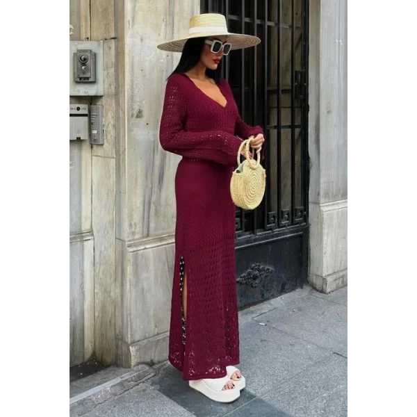 Ajur Detaylı İspanyol Kol Elbise 2840