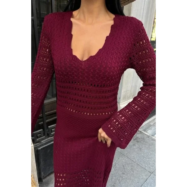 Ajur Detaylı İspanyol Kol Elbise 2840