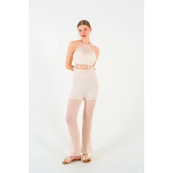 Ajurlu Pantolon  Krem